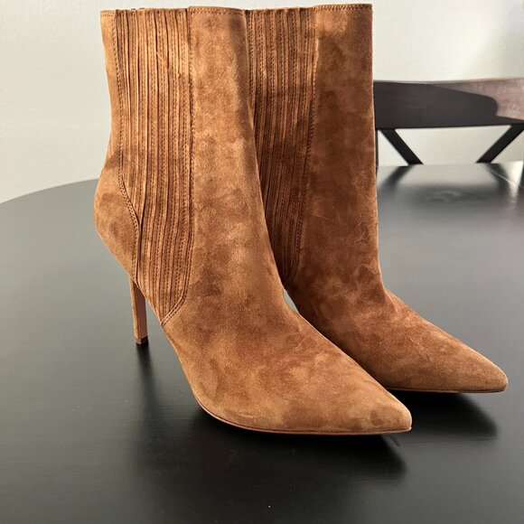 NWOT Veronica Beard Lisa Stiletto-Heel Booties Chestnut 8.5 - Picture 6 of 12